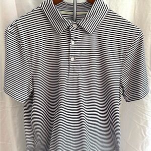 J. Crew Navy and White Striped Performance line polo